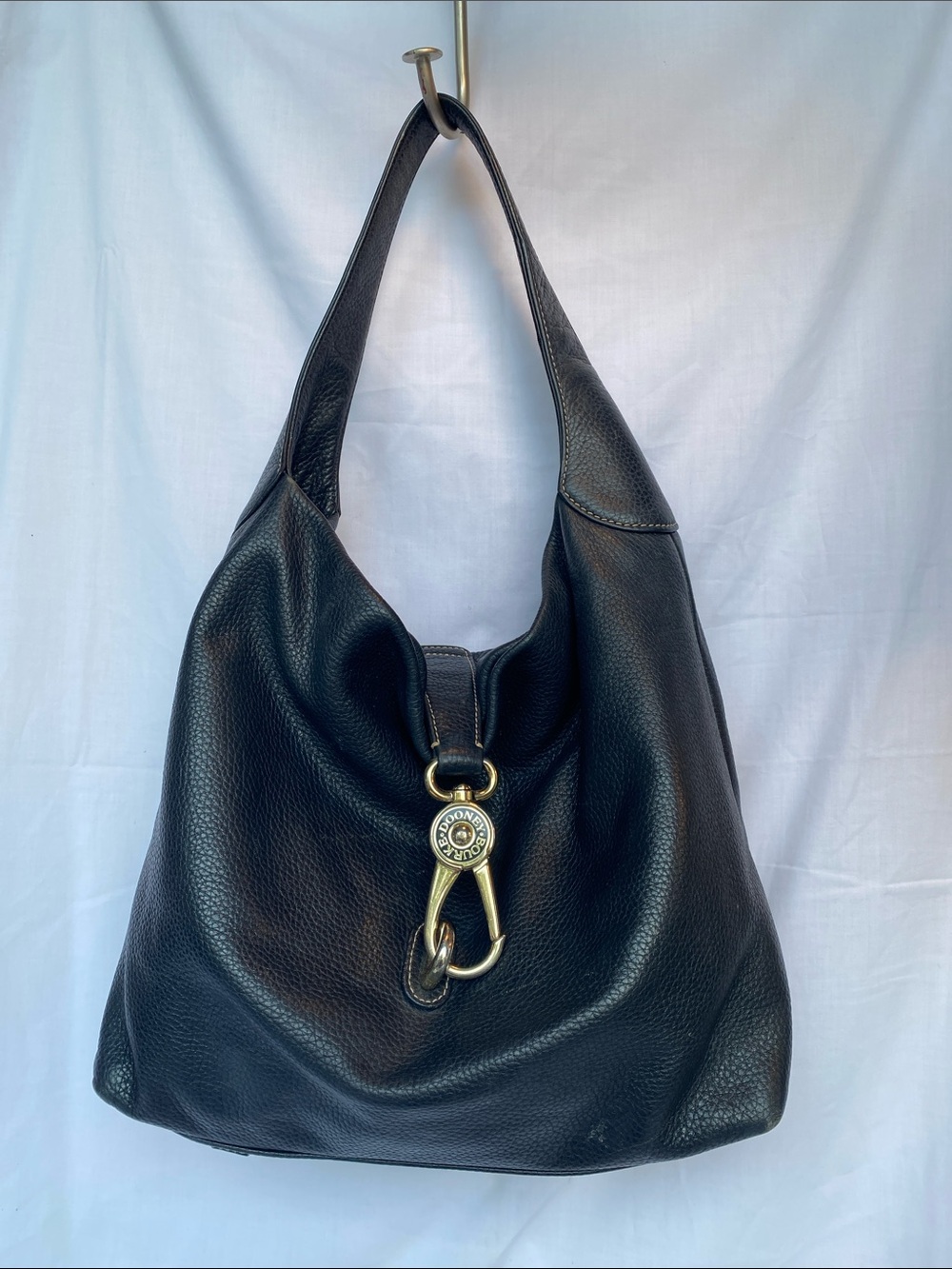 Dooney Bourke Black Leather Hobo Bag with Logo Lock